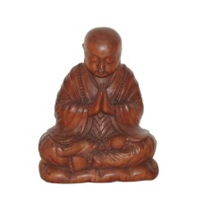 Wooden Brown Praying Buddhist Monk 50 cm