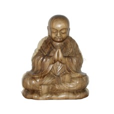Wooden Natural Brown Praying Buddhist Monk 50 cm