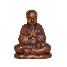 Wooden Brown Praying Buddhist Monk 40 cm