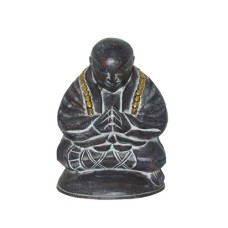 Wooden Black Gold Praying Buddhist Monk 30 cm