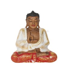 Resin Red White Gold Sitting Buddha Statue 20 cm