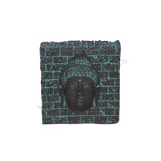 Resin Fiber Black Green Buddha Face 25 cm