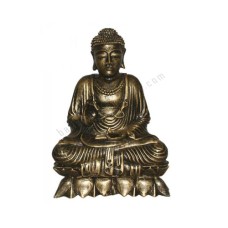 Resin Seated Buddha On Lotus Black Gold 25 cm