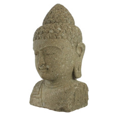 Green Stone Carved Buddha Head 105 cm