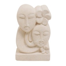 Balinese Couple Faces Sandstone Sculpture 13 cm