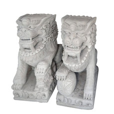 Sandstone Twin Lion Garden Statue 125 cm