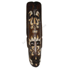 Wood Painted Tribal Mask Dark Brown 50 cm