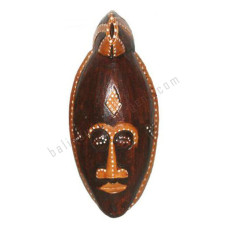 Wood Tribal Mask Dark Brown Dots 30 cm