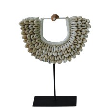 White Cowrie Shell Tribal Necklace On Stand 22 cm