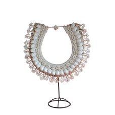 White Tribal Shell Necklace On Stand 30 cm