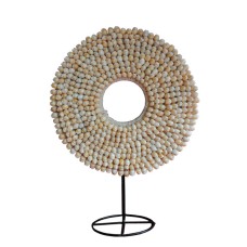 Round Cream Cowrie Shell Necklace On Stand 23 cm
