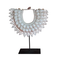 White Shell Tribal Necklace On Stand 24 cm