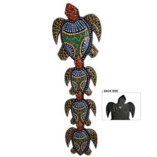 Wood Green Blue Turtles Wall Relief 38 cm