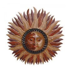 Wooden Sun Brown Cracked Wall Hanging 60 cm