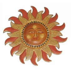 Wooden Brown Cracked Sun Wall Hanging 40 cm