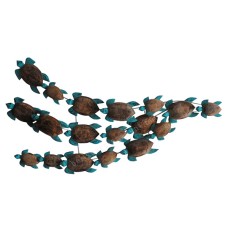 Wooden Turtle Troops Brown Blue Wall Hanging 140 cm