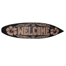 WELCOME Wooden Sign Surfboard Black 60 cm