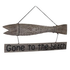 Wooden Fish Gone To The Beach Sign 75 cm