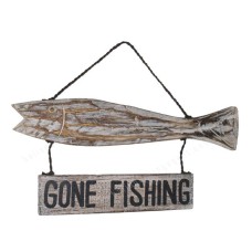 Wooden Hanging Fish Gone Fishing Sign 50 cm
