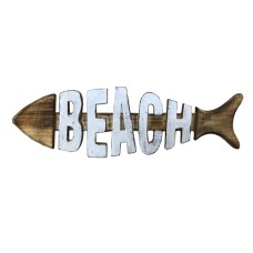 Wooden Skeleton Fish Beach Sign 50 cm