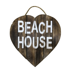Wood Rustic Heart Beach House Sign 40 cm