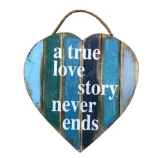 Wooden Blue Heart True Love Sign 35 cm