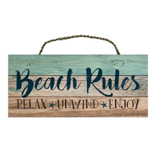 Wooden Hanging Rustic Beach Rules Sign 25 cm