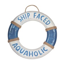 Wooden Ship Faced Aquaholic Sign 35 cm