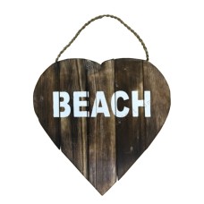 Wooden Rustic Heart Beach Sign 30 cm