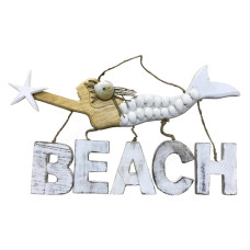 Wood Mermaid Beach Sign 40 cm