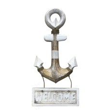 Wooden White Hanging Anchor Welcome Sign 35 cm