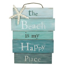 Wooden Sign The Beach Is My Happy Place 30 cm