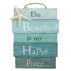 Wood Sign The Beach Is My Happy Place 30 cm