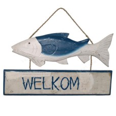 Wooden Hanging Fish Welkom Sign 40 cm