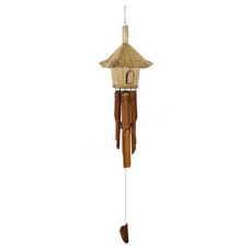 Brown Bamboo Wind Chime Alang Alang Bird House 105 cm