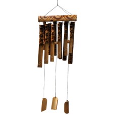 Double Bamboo Wind Chime Flowers Motif 90 cm