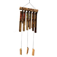 Double Bamboo Wind Chime Geckos Motif 90 cm