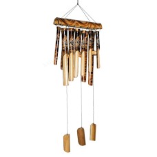 Double Bamboo Wind Chime Flowers Dots 90 cm