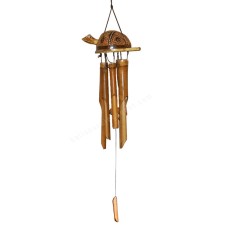 Natural Bamboo Wind Chime Turtle Painted 105 cm