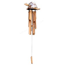 Natural Bamboo Wind Chime Turtle White Dots 105 cm