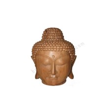 Wooden Natural Brown Buddha Head 25 cm