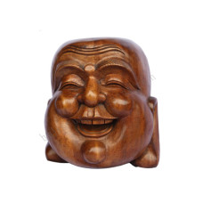 Wood Happy Buddha Head 20 cm