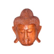 Wooden Brown Buddha Head Sculpture 30 cm