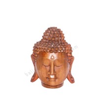 Wooden Statue Brown Buddha Head 15 cm