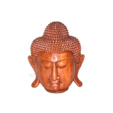 Wooden Brown Buddha Head Sculpture 25 cm