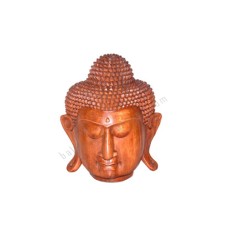 Wooden Brown Buddha Head Sculpture 20 cm
