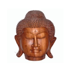 Wooden Brown Buddha Head Sculpture 40 cm