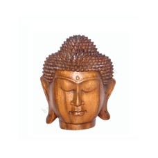 Wooden Sculpture Brown Buddha Head 25 cm
