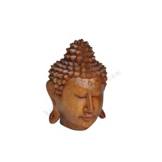 Wooden Brown Buddha Head Statue 15 cm