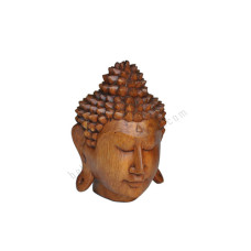 Wood Buddha Head Statue 15 cm